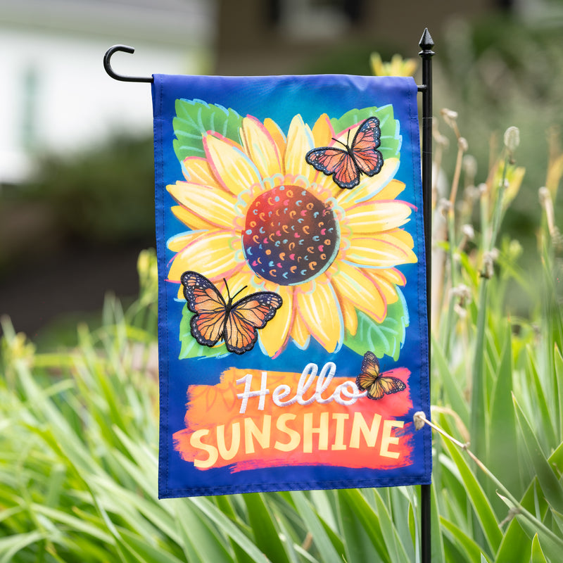 Hello Sunshine and Butterflies Applique Garden Flag,169791