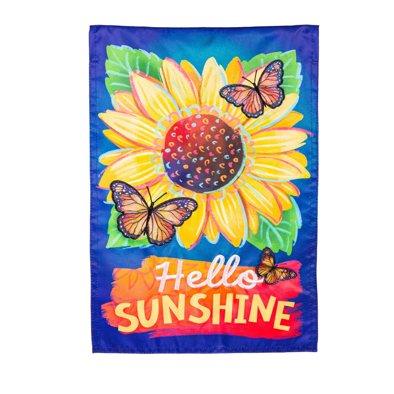 Hello Sunshine and Butterflies Applique Garden Flag,169791
