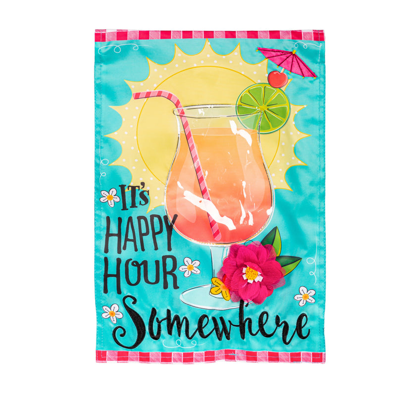 It's Happy Hour Somewhere Applique Garden Flag,169796