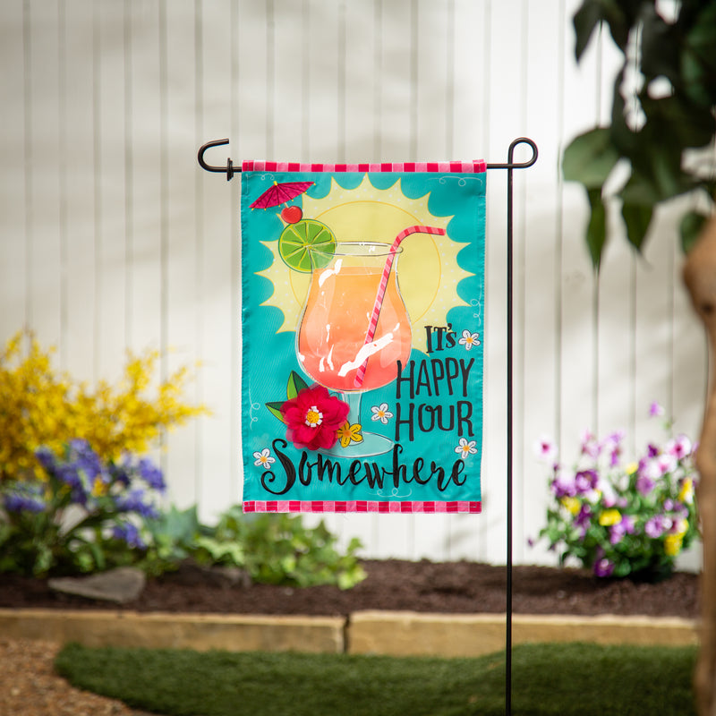 It's Happy Hour Somewhere Applique Garden Flag,169796