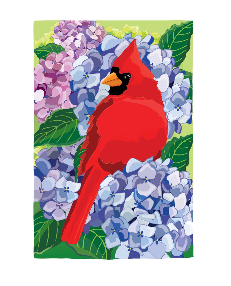 Red Cardinal and Hydrangeas Applique Garden Flag,169808