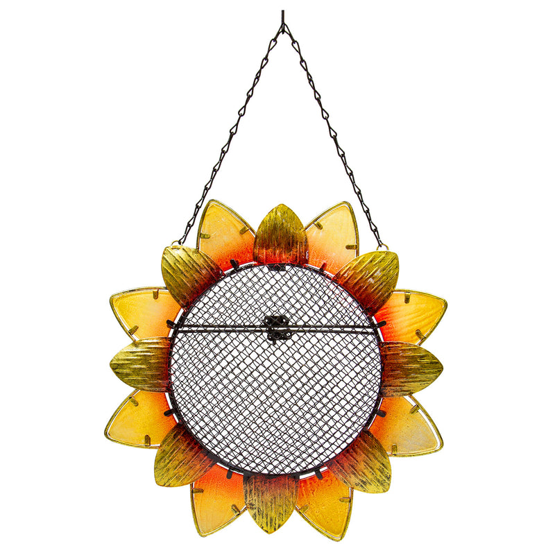 Evergreen Bird Feeder,Metal and Glass birdfeeder, Sunflower,18.9x2.56x11.42 Inches