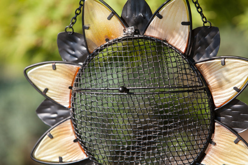 Evergreen Bird Feeder,Metal and Glass birdfeeder, Sunflower,18.9x2.56x11.42 Inches