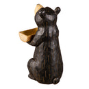 Faux Carved Wood  Black Bear Bird Feeder Statue,2bf7298