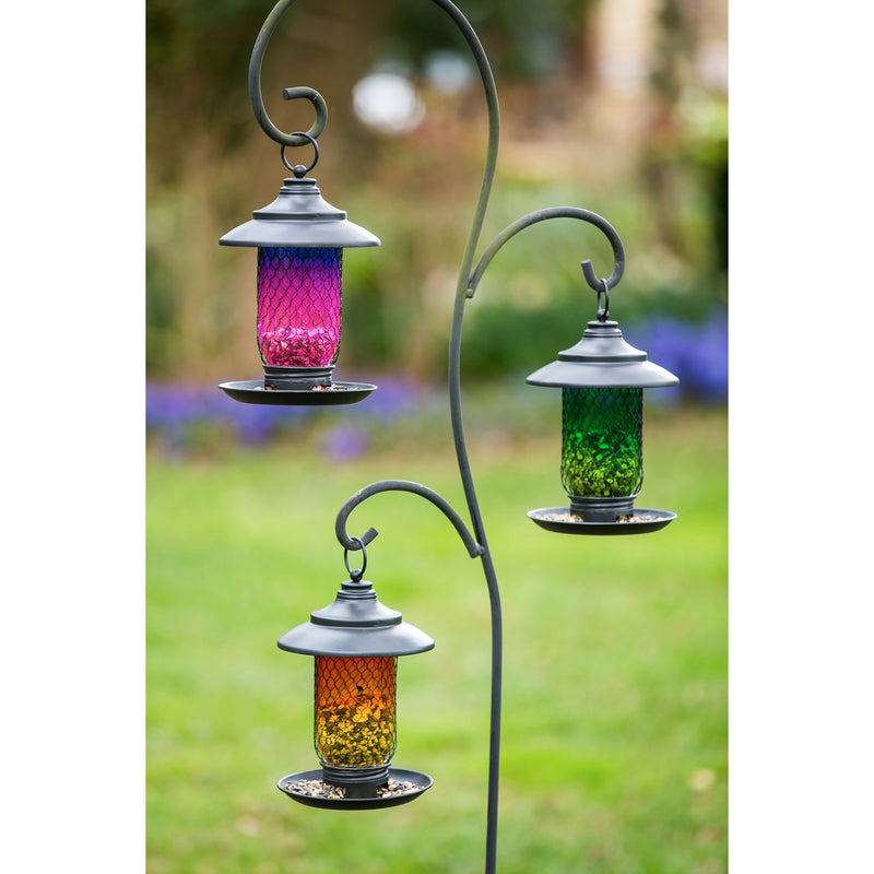 Glass & Metal Bird Feeder, 3 ASST,2bf956