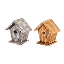 Vantage View Wooden Bird House, 2 ASST, Toasted and Distressed White,2bh557