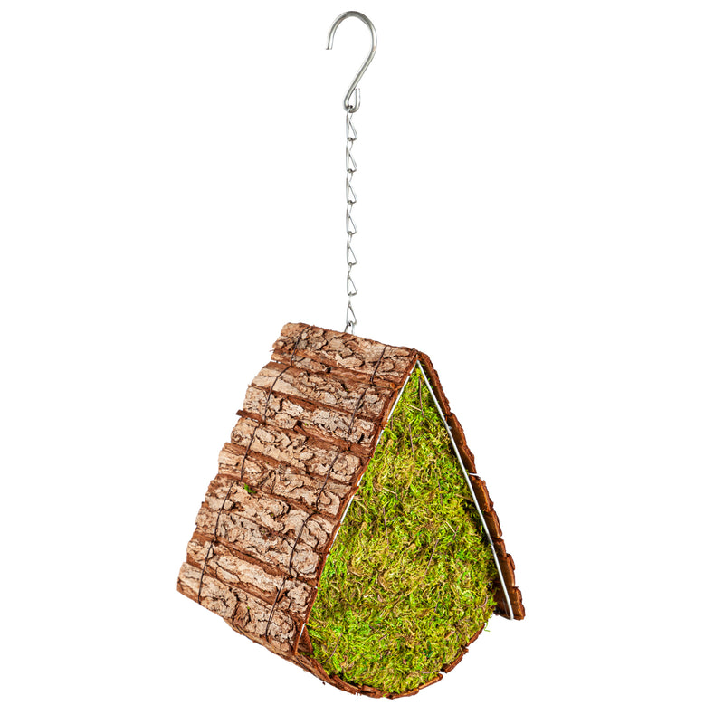 Evergreen Bird House,Moss Bird House, A-Frame,8.27x8.27x7.1 Inches