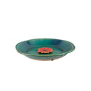 12" Bee Bath, Ceramic,  Blue with Red Flower,2cg201