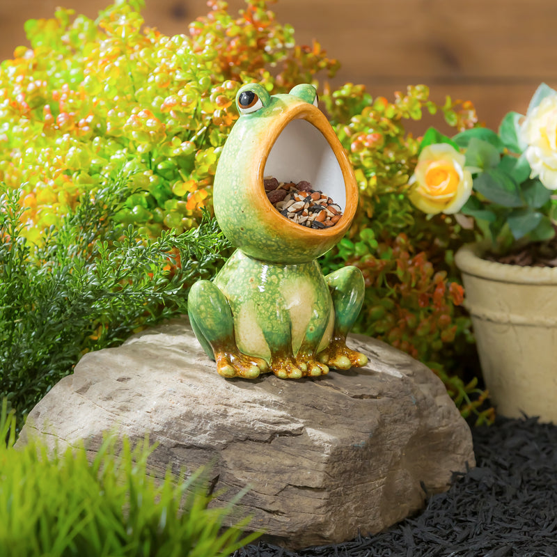 10"H Terracotta Bird Feeder, Frog,2cg455