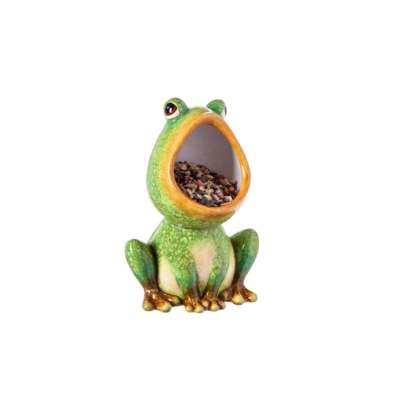 10"H Terracotta Bird Feeder, Frog,2cg455