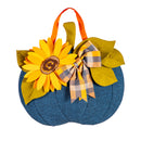 Blue Harvest Pumpkin with Sunflower Door Decor,2ddt2590