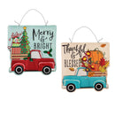 Thankful & Blessed Fall Truck/Christmas Truck Double Sided Estate Door Decor,2deb2570fb