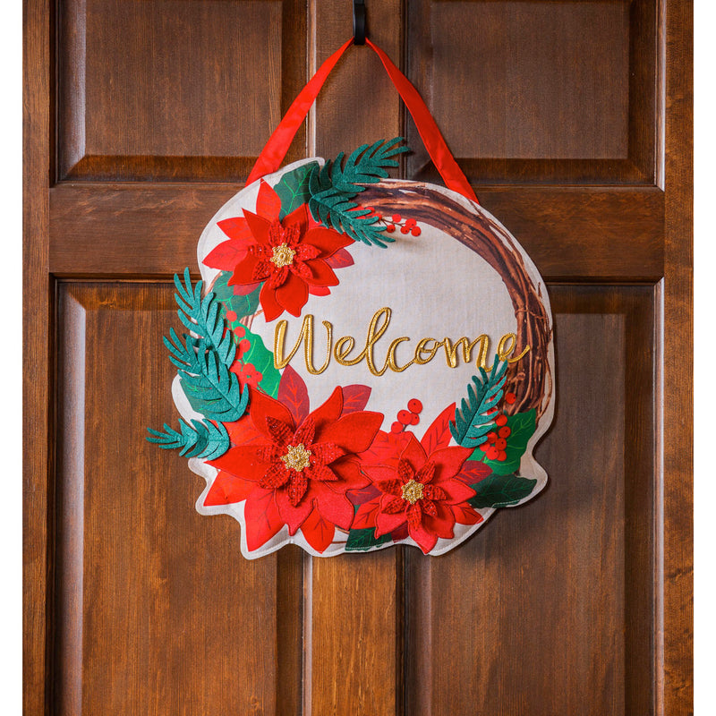 Poinsettia Welcome Wreath Door Décor,2dhb1803