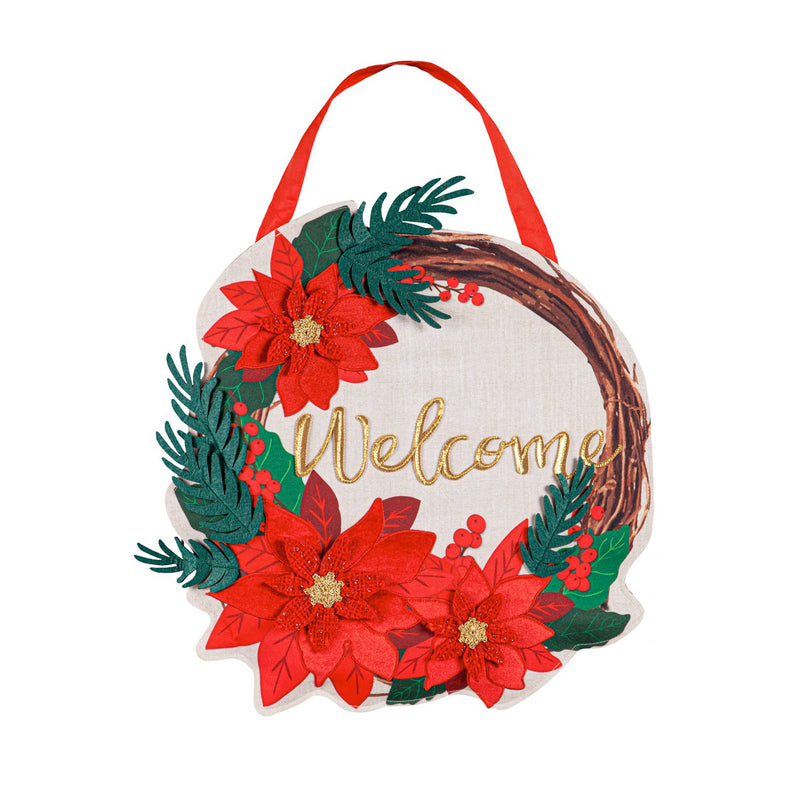 Poinsettia Welcome Wreath Door Décor,2dhb1803