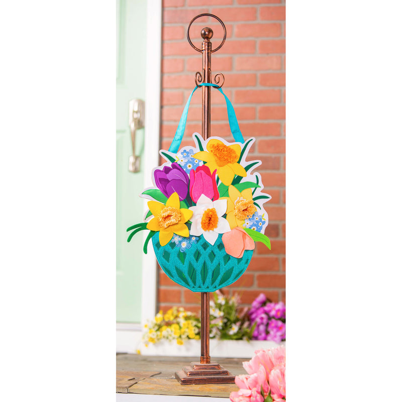 Spring Floral Basket Door Décor,2dhb2223