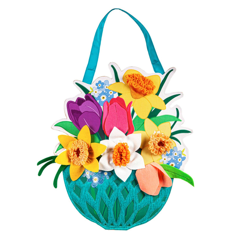 Spring Floral Basket Door Décor,2dhb2223