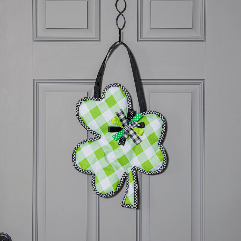 Evergreen Door Decor,Check Clover Door Décor,13x2.5x14 Inches