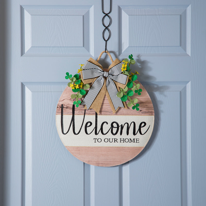 Wood Grain Welcome Door Décor,2dhb2371