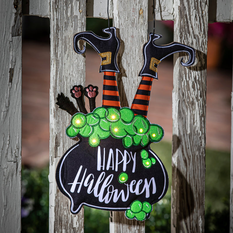 Lit Witch in Cauldron Door Decor,2dhb2412mbl