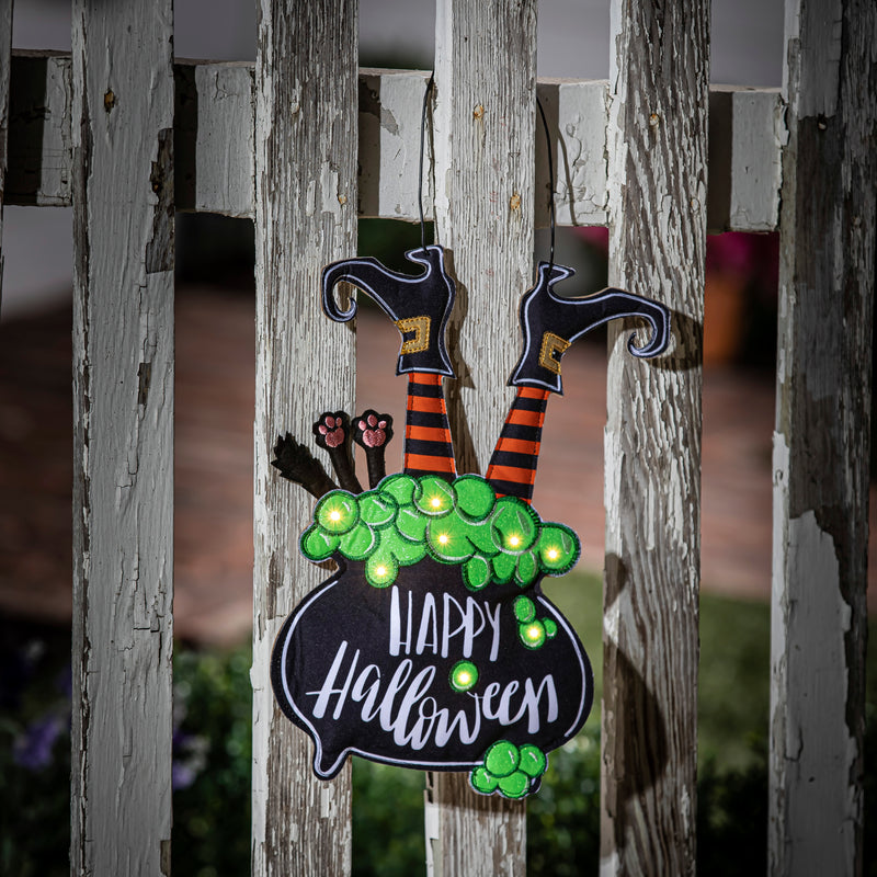 Lit Witch in Cauldron Door Decor,2dhb2412mbl