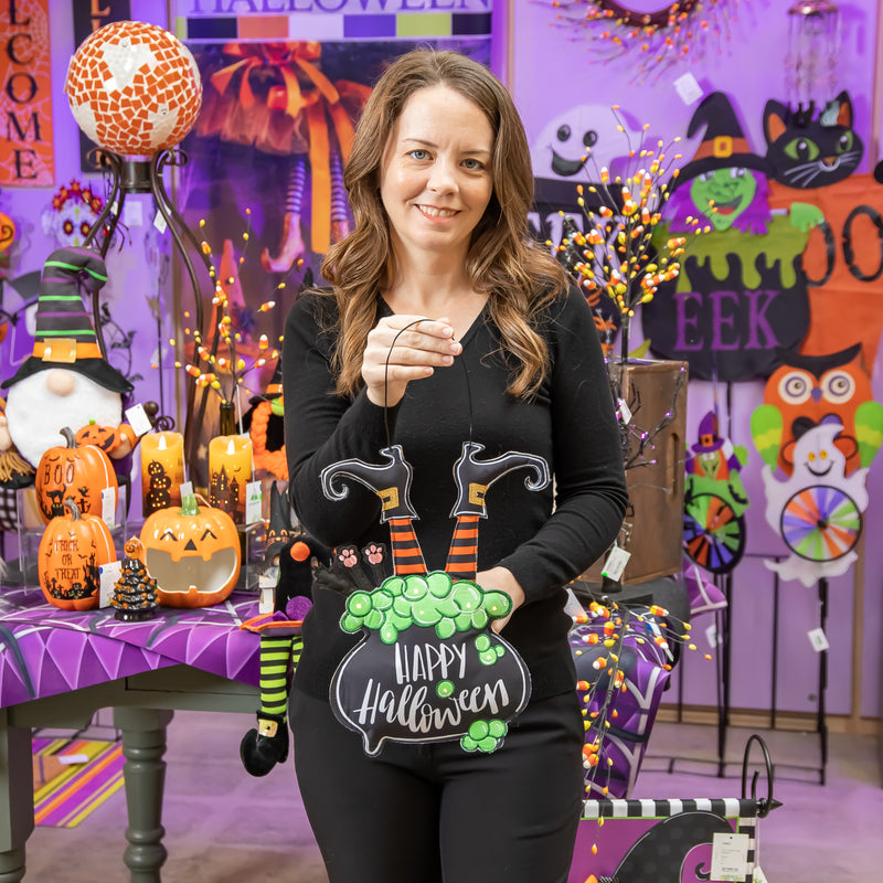 Lit Witch in Cauldron Door Decor,2dhb2412mbl