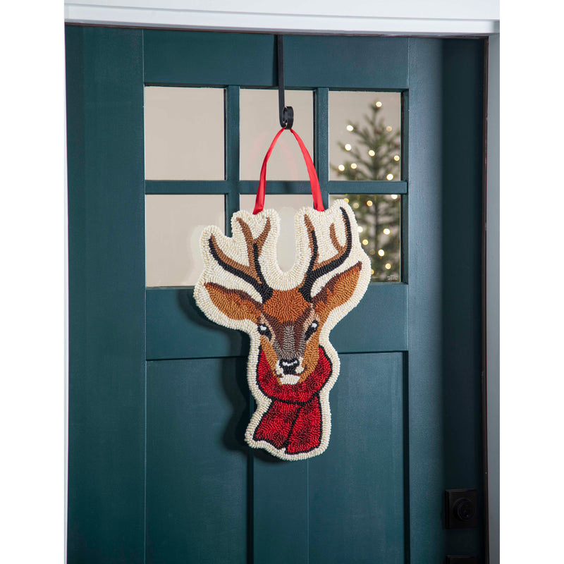 Reindeer with Scarf Hooked Door Decor,2dhb2423