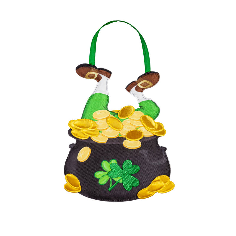 Evergreen Door Decor,Leprechaun In Pot Door Décor,0.25x13x14.5 Inches