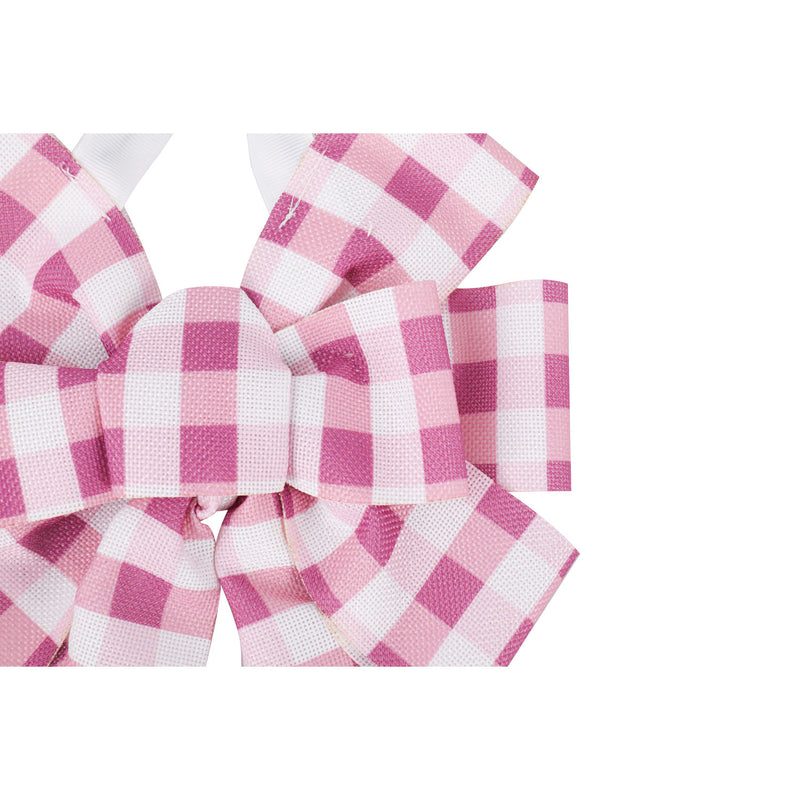 Evergreen Door Decor,Pink Plaid Door Tag Bow,13x1.5x18 Inches