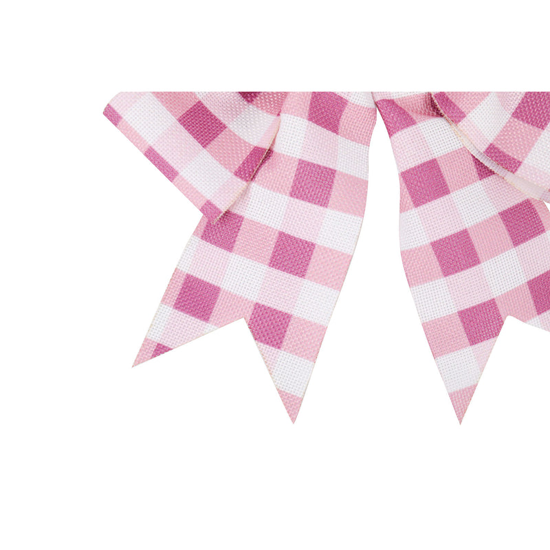 Evergreen Door Decor,Pink Plaid Door Tag Bow,13x1.5x18 Inches