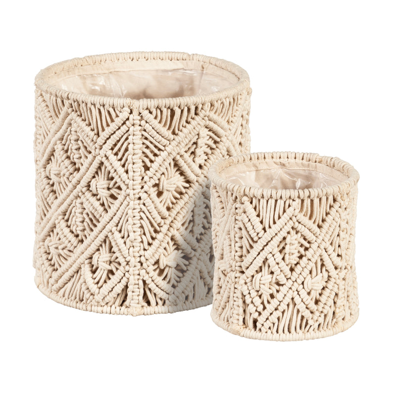 Nesting Macrame Fabric Planters, Set of 2,2fp052