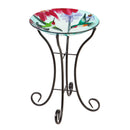 16" Glass Bird Bath w/Stand, Busy Hummingbirds,2gb1166
