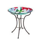 16" Glass Bird Bath w/Stand, Busy Hummingbirds,2gb1166