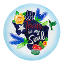 18" Hand Painted Embossed Glass Bird Bath, Texas Soul,2gb1174