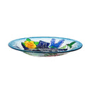 18" Hand Painted Embossed Glass Bird Bath, Texas Soul,2gb1174