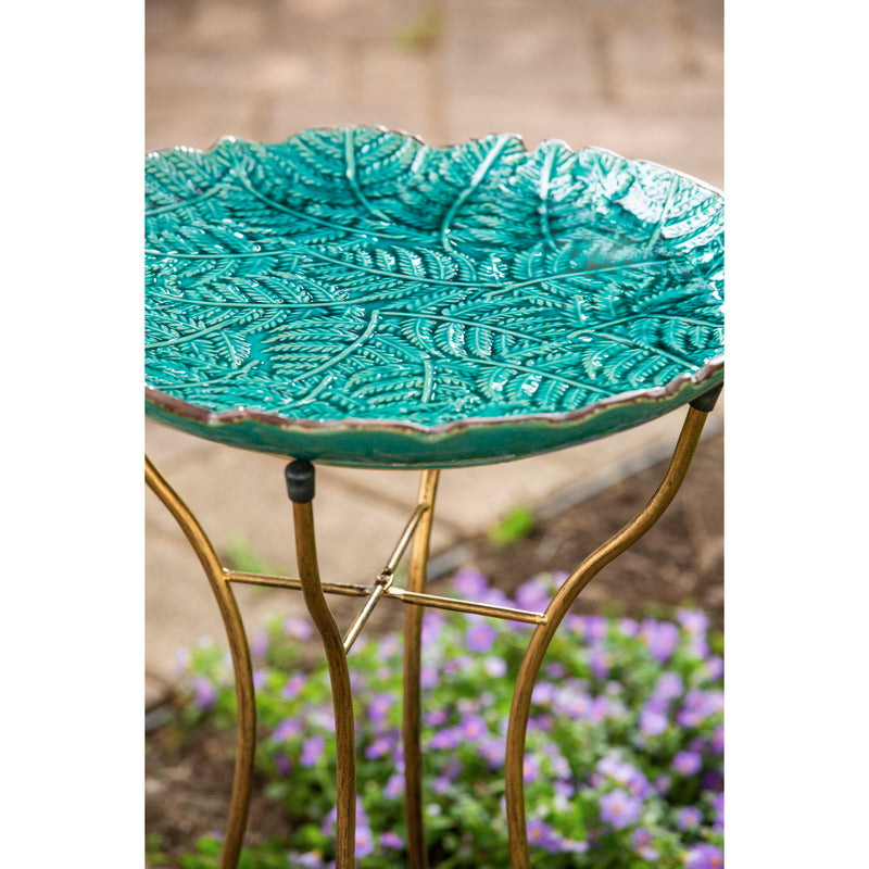 16" Ceramic Bird Bath w/Stand, Botanicals,2gb1188