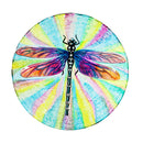 18" Hand Painted Glass Bird Bath with Oil Paint Finish, Dragonfly,2gb6902