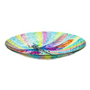 18" Hand Painted Glass Bird Bath with Oil Paint Finish, Dragonfly,2gb6902