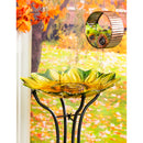 18" Hand Painted and Embossed Shaped Bird Bath, Sunflower,2gb7019
