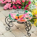 16" Flowers & Butterfly Memorial Bird Bath,2gb7102