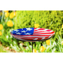 18" Glass Bird Bath, American Flag,2gb745
