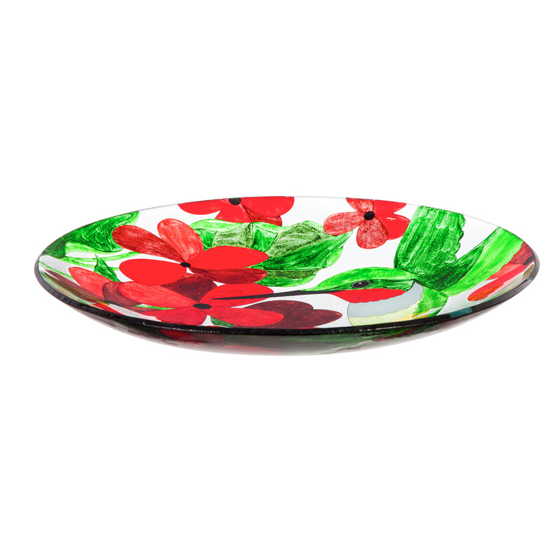 16" Glass Birdbath w/ Stand, Hummingbird,2gb750