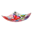 16.5" Hand Painted Embossed Square Glass Bird Bath, Butterfly Prints,2gb851