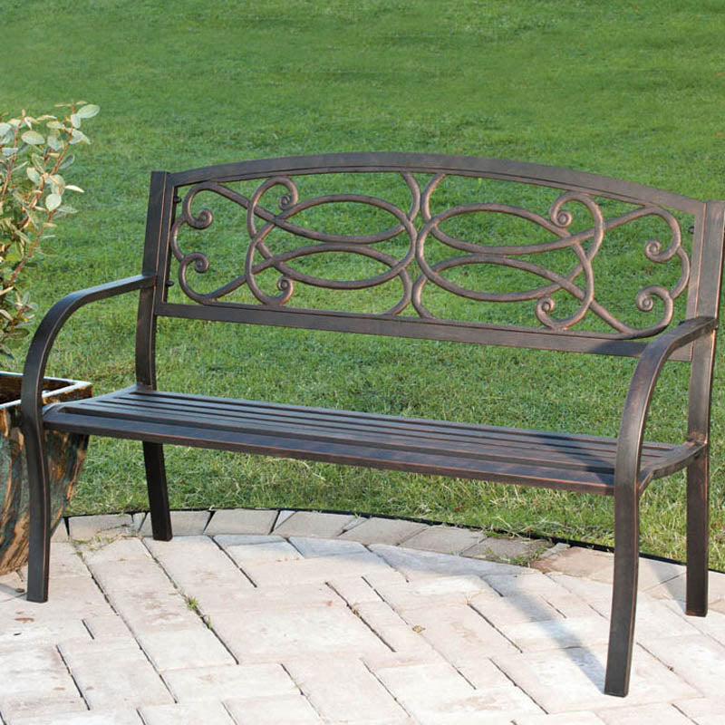 Metal Garden Bench, 50.5"x33.5"x23.5"