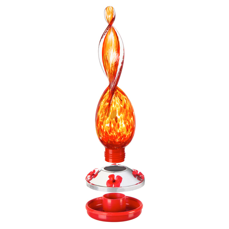 Evergreen Bird Feeder,Art Glass Swirl Hummingbird Feeder,4.92x4.92x11.81 Inches