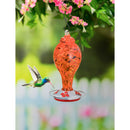 Red Speckled Glass Hummingbird Feeder with Bronze Gondola,2hf328