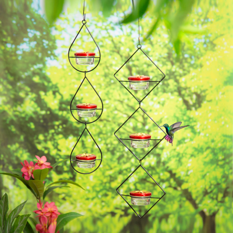 Evergreen Bird Feeder,Hanging Three Tier Hummingbird Feeder, Set of 2,6.3x2.95x20.47 Inches