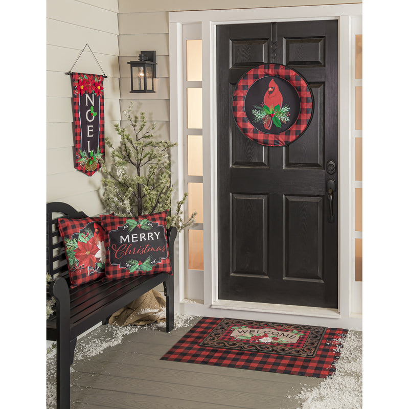 Evergreen Door Decor,Red and Black Buffalo Check Sassafras Switchable Door Décor Frame,24x24x0.25 Inches