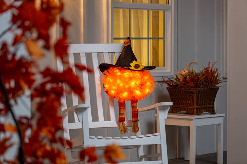 Scarecrow with Dangle Legs Lighted Deco Mesh Door Decor,2msh2604bl