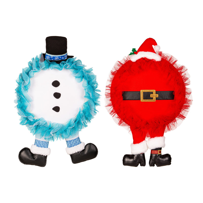 Holiday with Dangle Legs Lighted Deco Mesh Door Decor,2msh2613bl