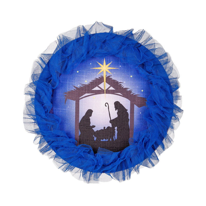 Nativity Lighted Deco Mesh Door Decor,2msh2614bl